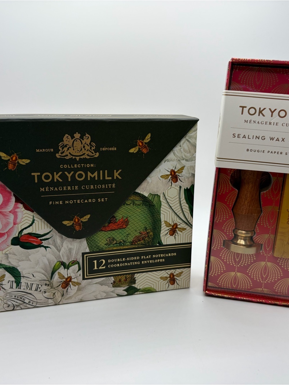TOKYOMILK Floral Notecard Set with Sealing Wax Kit - Black, Green, Gold Accents